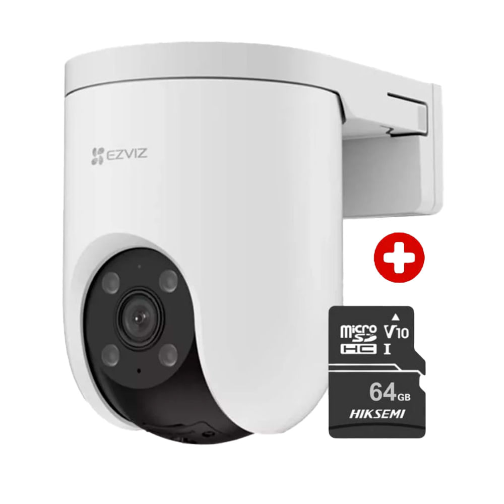 Cámara de seguridad para exterior Ezviz H8C Pro 4K 8MP, Wi-Fi, con MicroSD 64GB, blanco